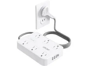 LENCENT 2 Prong Power Strip, 3 to 2 Prong Outlet Adapter, Two Prong Surge Protector, 6ft Braided Extension Cord with Thin Flat Polarized Plug, 6 AC&4 USB(1 Type-C), Wall Mount for Non-Grounded Outlet LENCENT 2 Prong Power Strip, 3 to 2 Prong Outlet Adapter, Two Prong Surge Protector, 6ft Braided Extension Cord with Thin Flat Polarized Plug, 6 AC&4 USB(1 Type-C), Wall Mount for Non-Grounded Outlet