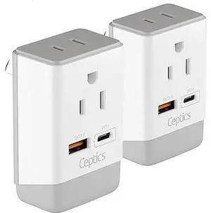 Ceptics Australia China New Zealand Power Plug Adapter 2 Pack, QC 3.0 & PD, Safe Dual USB & USB-C - 2 USA Socket for USA to Australian New Zealand Fiji Argentina, Type I AP-16-2PK Fast Charging Ceptics Australia China New Zealand Power Plug Adapter 2 Pack, QC 3.0 & PD, Safe Dual USB & USB-C - 2 USA Socket for USA to Australian New Zealand Fiji Argentina, Type I AP-16-2PK Fast Charging