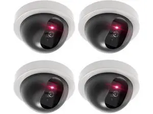 WALI Dummy Fake Security CCTV Dome Camera with Flashing Red LED Light with Security Alert Sticker Decals (SDW-4), 4 Packs, White WALI Dummy Fake Security CCTV Dome Camera with Flashing Red LED Light with Security Alert Sticker Decals (SDW-4), 4 Packs, White