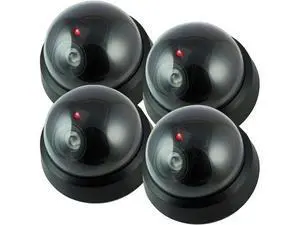 Pearl Enterprise Dummy Security Camera Fake Camera, Outdoors Dummy Dome Wireless Surveillance System with Motion Light Realistic Look with Flashing Red LED Light for Home or Business (Pack of 4) Pearl Enterprise Dummy Security Camera Fake Camera, Outdoors Dummy Dome Wireless Surveillance System with Motion Light Realistic Look with Flashing Red LED Light for Home or Business (Pack of 4)