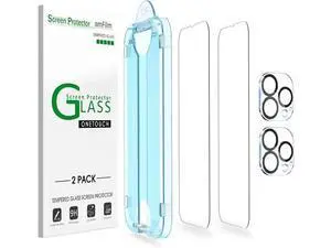 amFilm Screen Protector OneTouch Compatible with iPhone 13 Pro Max (6.7", 2021) and Camera Lens Protector, Edge to Edge Full Coverage with Easy Installation Kit, Tempered Glass, 2+2 Pack amFilm Screen Protector OneTouch Compatible with iPhone 13 Pro Max (6.7", 2021) and Camera Lens Protector, Edge to Edge Full Coverage with Easy Installation Kit, Tempered Glass, 2+2 Pack