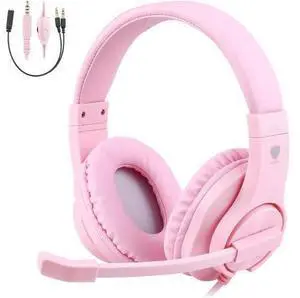 Kids Headphones for Online School, Children, Teens, Boys, Girls, 3.5mm Stereo Over-Ear Gaming Headphone with Microphone and Volume Control for PS4, PS5, New Xbox OnePink Kids Headphones for Online School, Children, Teens, Boys, Girls, 3.5mm Stereo Over-Ear Gaming Headphone with Microphone and Volume Control for PS4, PS5, New Xbox OnePink
