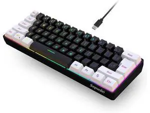 Snpurdiri 60% Wired Gaming Keyboard, Small RGB Backlit Membrane Gaming Keyboard, Ultra-Compact Mini Waterproof Keyboard for PC Computer Gamer White and Black Snpurdiri 60% Wired Gaming Keyboard, Small RGB Backlit Membrane Gaming Keyboard, Ultra-Compact Mini Waterproof Keyboard for PC Computer Gamer White and Black