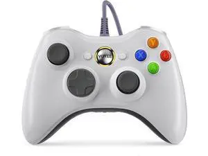 VOYEE PC Controller, Wired Controller Compatible with Microsoft Xbox 360 & Slim/PC Windows 10/8/7, with Upgraded Joystick, Double Shock | Enhanced (White) VOYEE PC Controller, Wired Controller Compatible with Microsoft Xbox 360 & Slim/PC Windows 10/8/7, with Upgraded Joystick, Double Shock | Enhanced (White)