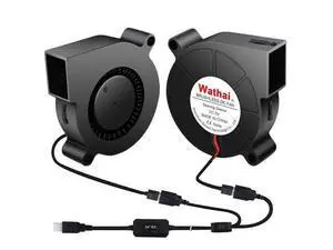 Wathai 50mm x 15mm USB Blower Fan 5V 5015 Brushless Cooling Fans with Variable Speed Controller for Laptops, Helmets, and DIY Projects 2 Pack Wathai 50mm x 15mm USB Blower Fan 5V 5015 Brushless Cooling Fans with Variable Speed Controller for Laptops, Helmets, and DIY Projects 2 Pack