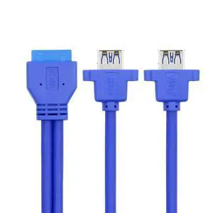 xiwai Dual Port USB 3.0 Panel Type Female Type-A to Motherboard 20Pin 19Pin Header 5Gbps Data Transfer Extension Cable 50cm Blue xiwai Dual Port USB 3.0 Panel Type Female Type-A to Motherboard 20Pin 19Pin Header 5Gbps Data Transfer Extension Cable 50cm Blue
