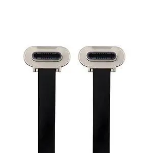 xiwai Short USB2.0 Data Cable 5.91in Ultra Slim Flat USB-C Type C to USB-C | 15cm, Dual Angled Connector, 65W Fast Charge Power Cord for Laptop Tablet Phone,Silver Plug xiwai Short USB2.0 Data Cable 5.91in Ultra Slim Flat USB-C Type C to USB-C | 15cm, Dual Angled Connector, 65W Fast Charge Power Cord for Laptop Tablet Phone,Silver Plug