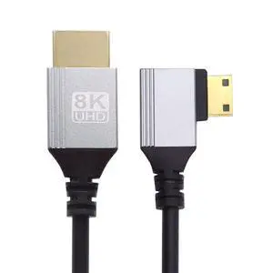 xiwai Ultra Thin HDTV Cable 90 Degree Right Angled Mini HDMI 2.1 Type-A to Type-C 8K 4K Hyper Super Flexible Slim Cord for Camera HDTV 0.5m/1.5ft xiwai Ultra Thin HDTV Cable 90 Degree Right Angled Mini HDMI 2.1 Type-A to Type-C 8K 4K Hyper Super Flexible Slim Cord for Camera HDTV 0.5m/1.5ft