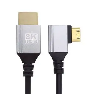 xiwai Ultra Thin HDTV Cable 90 Degree Left Angled Mini HDMI 2.1 Type-A to Type-C 8K 4K Hyper Super Flexible Slim Cord for Camera HDTV 0.5m/1.5ft xiwai Ultra Thin HDTV Cable 90 Degree Left Angled Mini HDMI 2.1 Type-A to Type-C 8K 4K Hyper Super Flexible Slim Cord for Camera HDTV 0.5m/1.5ft