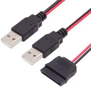 xiwai Dual USB 2.0 to SATA Converter Adapter Cord 15Pin DC 5V Power Supply Hard Drive Cable for 2.5 inch SATA HDD SSD Disk Driver, 1FT xiwai Dual USB 2.0 to SATA Converter Adapter Cord 15Pin DC 5V Power Supply Hard Drive Cable for 2.5 inch SATA HDD SSD Disk Driver, 1FT