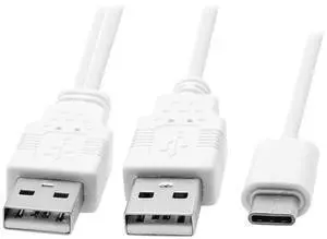 JSER USB 3.1 Type C USB-C to Dual A Male Extra Power Data Y Cable 480Mbps Speed Compatible for Cell Phone & Hard Disk JSER USB 3.1 Type C USB-C to Dual A Male Extra Power Data Y Cable 480Mbps Speed Compatible for Cell Phone & Hard Disk