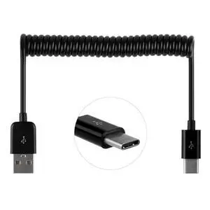 JSER Stretch USB-C 3.1 Male to Standard USB 2.0 A Male Data Cable 480Mbps Black 100cm Compatible for Phone JSER Stretch USB-C 3.1 Male to Standard USB 2.0 A Male Data Cable 480Mbps Black 100cm Compatible for Phone