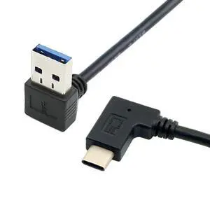 JSER 30cm Reversible USB 3.1 USB-C Right Angled to 90 Degree Down Angled A Male Data Cable for Tablet Mobile Phone (30cm) JSER 30cm Reversible USB 3.1 USB-C Right Angled to 90 Degree Down Angled A Male Data Cable for Tablet Mobile Phone (30cm)