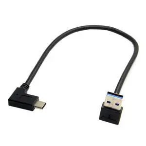 JSER Reversible USB 3.1 USB-C Right Angled to 90 Degree Up Angled A Male Data Cable for Tablet Mobile Phone (30cm) JSER Reversible USB 3.1 USB-C Right Angled to 90 Degree Up Angled A Male Data Cable for Tablet Mobile Phone (30cm)
