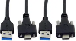 JSER USB 3.1 Type-C Dual Screw Locking to Standard USB3.0 Data Cable 1.2m Panel Mount Type for Industrial Camera (Pack of 2) JSER USB 3.1 Type-C Dual Screw Locking to Standard USB3.0 Data Cable 1.2m Panel Mount Type for Industrial Camera (Pack of 2)