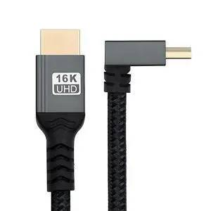 xiwai Up Angled 16K 8K UHD HDMI 2.2 Version 96Gbps Cable 0.5M Type-A Male to HDMI Male HDTV 90 Degree for HDTV Desktop Laptop Monitor xiwai Up Angled 16K 8K UHD HDMI 2.2 Version 96Gbps Cable 0.5M Type-A Male to HDMI Male HDTV 90 Degree for HDTV Desktop Laptop Monitor