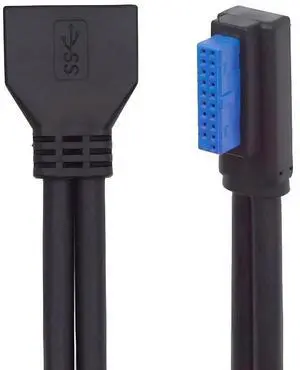 xiwai Low Profile Right Angled USB 3.0 5Gbps 20Pin 19Pin Male to Female Extension Cable for Motherboard Mainboard 24cm xiwai Low Profile Right Angled USB 3.0 5Gbps 20Pin 19Pin Male to Female Extension Cable for Motherboard Mainboard 24cm