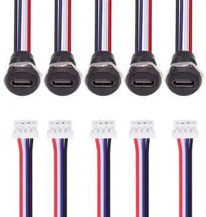 xiwai DIY OEM 5pcs Type C Female Socket to 4Pin Header 24AWG Cable Pitch=2.0mm Panel Mount Type DC 5V Power Data xiwai DIY OEM 5pcs Type C Female Socket to 4Pin Header 24AWG Cable Pitch=2.0mm Panel Mount Type DC 5V Power Data