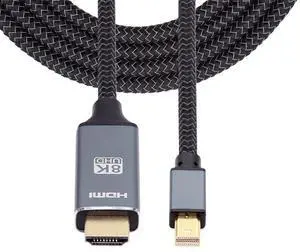 xiwai Mini DisplayPort 1.4 Source to HDMI 2.0 Display 5.9ft Cable 8K 60hz UHD 4K Aluminum Shell, Nylon Braided MINI-DP to HDMI Male Compatible with Monitor Projector xiwai Mini DisplayPort 1.4 Source to HDMI 2.0 Display 5.9ft Cable 8K 60hz UHD 4K Aluminum Shell, Nylon Braided MINI-DP to HDMI Male Compatible with Monitor Projector