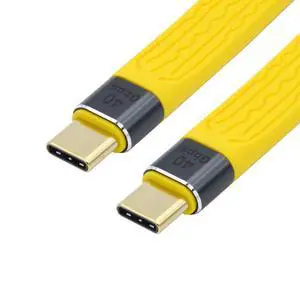 xiwai Yellow Type-C USB-C Male to Male USB4 40Gbps 100W 8K Flat Slim FPC Data Cable 13cm for Laptop & Phone xiwai Yellow Type-C USB-C Male to Male USB4 40Gbps 100W 8K Flat Slim FPC Data Cable 13cm for Laptop & Phone