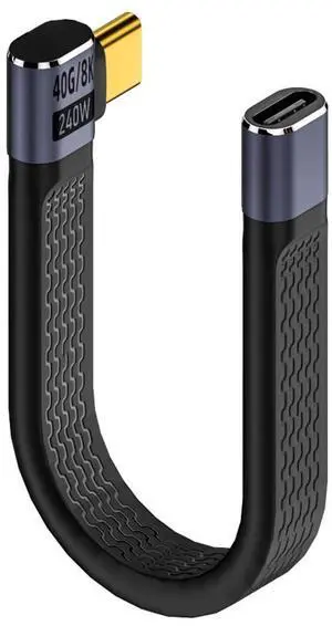 xiwai 40Gbps USB4 Male to Female Right Angled Slim Flat Extension Cable 13cm with 240W Charging and 8K@60Hz Compatible with Thunderbolt3/4 xiwai 40Gbps USB4 Male to Female Right Angled Slim Flat Extension Cable 13cm with 240W Charging and 8K@60Hz Compatible with Thunderbolt3/4