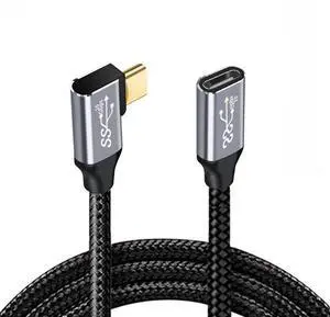 xiwai Left Right Angled USB-C USB 3.1 Type C Male to Female Extension Data Cable 10Gbps 100W with Sleeve for Laptop 2.0m xiwai Left Right Angled USB-C USB 3.1 Type C Male to Female Extension Data Cable 10Gbps 100W with Sleeve for Laptop 2.0m