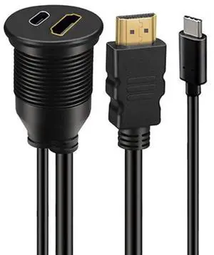 xiwai 2 Ports Waterproof Dustproof USB-C Type-C USB 3.1 &HDMI 4K Latch Mount Flush Cable Extension for Dash Panel 3.28ft xiwai 2 Ports Waterproof Dustproof USB-C Type-C USB 3.1 &HDMI 4K Latch Mount Flush Cable Extension for Dash Panel 3.28ft