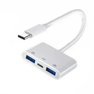 xiwai USB C Hub Type C to Dual Type-A USB3.0 Female with PD Power Charge Adapter 3 in 1 USB Extender Compatible with Laptop Tablet Phone xiwai USB C Hub Type C to Dual Type-A USB3.0 Female with PD Power Charge Adapter 3 in 1 USB Extender Compatible with Laptop Tablet Phone