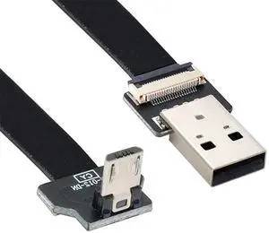 xiwai 0.5M Down Angled USB 2.0 Type-A Male to Micro USB 5Pin Male Data Flat Slim FPC Cable for FPV & Disk & Phone xiwai 0.5M Down Angled USB 2.0 Type-A Male to Micro USB 5Pin Male Data Flat Slim FPC Cable for FPV & Disk & Phone