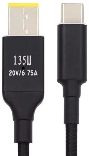 JSER 135W Type-C USB-C Cable to DC Rectangle 11.0 * 4.5mm Power PD Charge Cable for Thinkpad X1 Legion Y7000P Laptop DC20V 6.25A JSER 135W Type-C USB-C Cable to DC Rectangle 11.0 * 4.5mm Power PD Charge Cable for Thinkpad X1 Legion Y7000P Laptop DC20V 6.25A