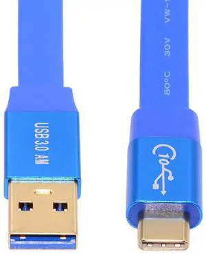 xiwai USB 3.0 Type-A Male to USB-C Type-C Male Ultra Flat Slim Cable Data Blue 10Gbps for Disk SSD Camera Laptop Computer 50cm xiwai USB 3.0 Type-A Male to USB-C Type-C Male Ultra Flat Slim Cable Data Blue 10Gbps for Disk SSD Camera Laptop Computer 50cm
