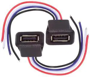 xiwai 2pcs/Set 24AWG USB 2.0 Pigtail Cable Type A Female Socket to 4Pin Open Cord Latch Mount Type DC 5V Power Data for DIY OEM Repair xiwai 2pcs/Set 24AWG USB 2.0 Pigtail Cable Type A Female Socket to 4Pin Open Cord Latch Mount Type DC 5V Power Data for DIY OEM Repair