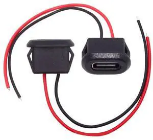 xiwai 2pcs/Set USB 2.0 Type C Female Latch Mount Type Socket to 2Pin Pigtail Cable Open Cord DC 5V Power Data for DIY OEM Repair xiwai 2pcs/Set USB 2.0 Type C Female Latch Mount Type Socket to 2Pin Pigtail Cable Open Cord DC 5V Power Data for DIY OEM Repair