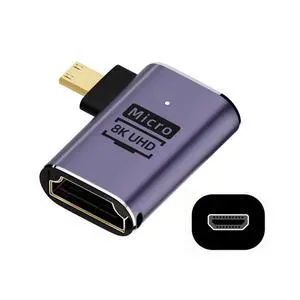 xiwai 8K Right Angled Micro HDMI Male to HDMI 2.1 Female UHD Extension Gold Converter Adapter Support 8K 60hz HDTV xiwai 8K Right Angled Micro HDMI Male to HDMI 2.1 Female UHD Extension Gold Converter Adapter Support 8K 60hz HDTV
