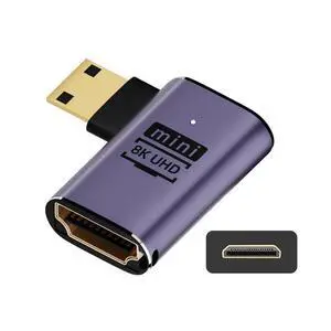 xiwai 8K Left Angled Mini HDMI Male to HDMI 2.1 Female UHD Extension Gold Converter Adapter Support 8K 60hz HDTV xiwai 8K Left Angled Mini HDMI Male to HDMI 2.1 Female UHD Extension Gold Converter Adapter Support 8K 60hz HDTV