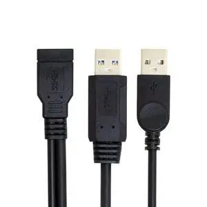 xiwai Dual Type-A USB3.0 Male to Type-A USB3.0 Female Extra Power Data Cable Compatible with Disk Drive SSD Printer Scanner (20cm) xiwai Dual Type-A USB3.0 Male to Type-A USB3.0 Female Extra Power Data Cable Compatible with Disk Drive SSD Printer Scanner (20cm)