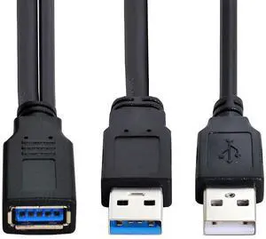 Dual Connector Type-A USB3.0 Male to Type-A USB3.0 Female Extra Power Data Cable Compatible with Disk Drive SSD Printer Scanner (20cm) Dual Connector Type-A USB3.0 Male to Type-A USB3.0 Female Extra Power Data Cable Compatible with Disk Drive SSD Printer Scanner (20cm)