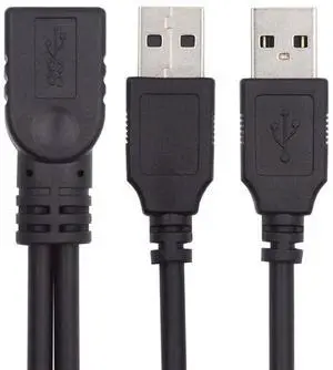 xiwai Dual Type-A USB2.0 Male to Type-A USB Female Extra Power Data Cable Compatible with Disk Drive SSD Printer Scanner (20cm) xiwai Dual Type-A USB2.0 Male to Type-A USB Female Extra Power Data Cable Compatible with Disk Drive SSD Printer Scanner (20cm)