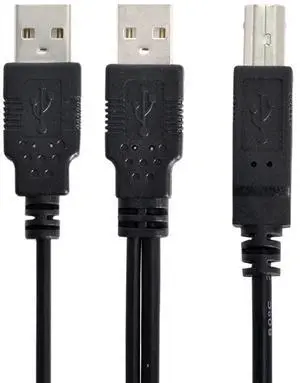 xiwai Dual Type-A USB2.0 Male to Type-B USB Male Extra Power Data Cable Compatible with Disk Drive SSD Printer Scanner (60cm) xiwai Dual Type-A USB2.0 Male to Type-B USB Male Extra Power Data Cable Compatible with Disk Drive SSD Printer Scanner (60cm)