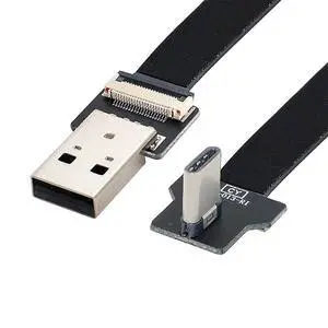 xiwai 0.5M Right Angled USB 2.0 Type-A Male to USB-C Type-C Male Data Flat Slim FPC Cable for FPV & Disk & Phone xiwai 0.5M Right Angled USB 2.0 Type-A Male to USB-C Type-C Male Data Flat Slim FPC Cable for FPV & Disk & Phone