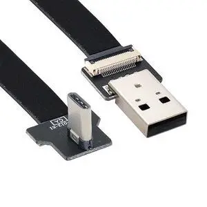 xiwai 0.2M Right Angled USB 2.0 Type-A Male to USB-C Type-C Male Data Flat Slim FPC Cable for FPV & Disk & Phone xiwai 0.2M Right Angled USB 2.0 Type-A Male to USB-C Type-C Male Data Flat Slim FPC Cable for FPV & Disk & Phone