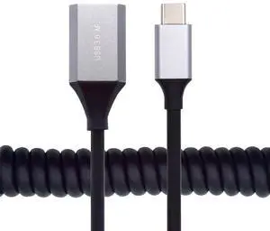 xiwai OTG USB-C Type-C Host to USB3.0-A Female Stretch Coiled Cable Extension 5Gbps for Disk Phone Camera Data 100cm xiwai OTG USB-C Type-C Host to USB3.0-A Female Stretch Coiled Cable Extension 5Gbps for Disk Phone Camera Data 100cm
