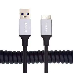 xiwai USB 3.0 Type-A Male to Micro-USB3.0 Male Stretch Coiled Cable Extension 5Gbps for Disk Phone Camera Data 100cm xiwai USB 3.0 Type-A Male to Micro-USB3.0 Male Stretch Coiled Cable Extension 5Gbps for Disk Phone Camera Data 100cm