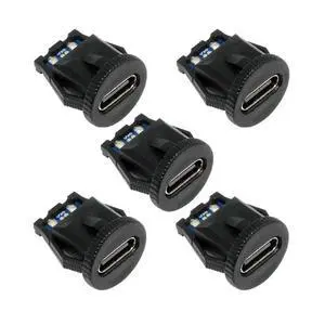 xiwai 5pcs/Set DIY OEM Type C Female Socket Connector to 6Pin PCBA Pinout Round Latch Mount Type DC 5V/20V PD Power IP67 for Wiring xiwai 5pcs/Set DIY OEM Type C Female Socket Connector to 6Pin PCBA Pinout Round Latch Mount Type DC 5V/20V PD Power IP67 for Wiring
