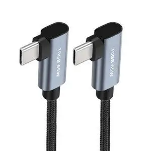 xiwai USB-C 4K Video Display Cord 60cm Type-C Male to Male Dual Right Angle | 90 Degree Connector 10Gbps PD 65W Power Data Cable Braided Compatible with Thunderbolt3/4/USB4 xiwai USB-C 4K Video Display Cord 60cm Type-C Male to Male Dual Right Angle | 90 Degree Connector 10Gbps PD 65W Power Data Cable Braided Compatible with Thunderbolt3/4/USB4