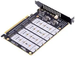Card 4X NVME M.2 NGFF SSD to Detachable Bifurcation PCIE Express 5.0 Gen5 Gen4 X16 Raid Card VROC Raid0 Hyper Adapter Card 4X NVME M.2 NGFF SSD to Detachable Bifurcation PCIE Express 5.0 Gen5 Gen4 X16 Raid Card VROC Raid0 Hyper Adapter