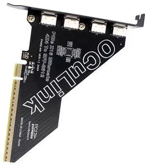 Adapter PCI-Express 4.0 PCIE 16x Detachable to Four Oculink SFF-8612 SFF-8611 External VROC Raid0 Adapter for U.2 SSD eGPU External Graphics Card Dock Adapter PCI-Express 4.0 PCIE 16x Detachable to Four Oculink SFF-8612 SFF-8611 External VROC Raid0 Adapter for U.2 SSD eGPU External Graphics Card Dock