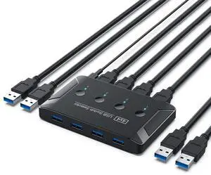 KVM USB 3.0 Switch Selector 4 Port PCs Sharing 4 Devices for Keyboard Mouse Scanner Printer KVM USB 3.0 Switch Selector 4 Port PCs Sharing 4 Devices for Keyboard Mouse Scanner Printer