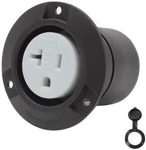 Nema 5-20R Flanged Outlet with Waterproof Cover, 5-20R 20A 125V Household Power Outlet, Compatible with Nema 5-15R,Black Color Nema 5-20R Flanged Outlet with Waterproof Cover, 5-20R 20A 125V Household Power Outlet, Compatible with Nema 5-15R,Black Color