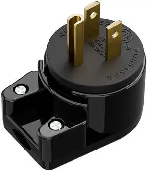 NEMA 5-15P Right Angle Male Plug, ETL Listed 15A 125V 360° Rotatable Rewireable Connector, UL94-V0 Fire-Resistant Nylon & Copper, Fits 12~18AWG SJT/SVT Cord, Black Industrial Plug NEMA 5-15P Right Angle Male Plug, ETL Listed 15A 125V 360° Rotatable Rewireable Connector, UL94-V0 Fire-Resistant Nylon & Copper, Fits 12~18AWG SJT/SVT Cord, Black Industrial Plug